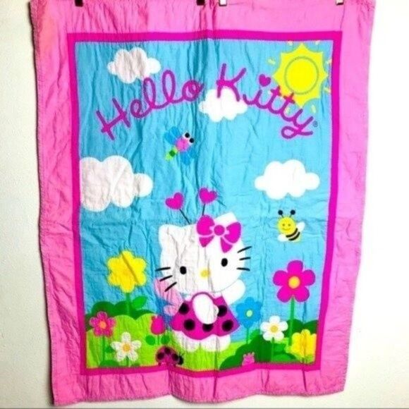 Hello kitty crib comforter pink handmade - Picture 1 of 3